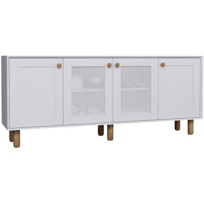 Buffet 4 portes en aggloméré Bohemian (Blanc avec cannage blanc (2 portes))
