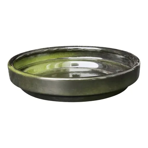 Déco jardin：Soucoupe ronde en métal recyclé coloris vert algue vif Upcycle Conique - Ø 15 x H 3 cm