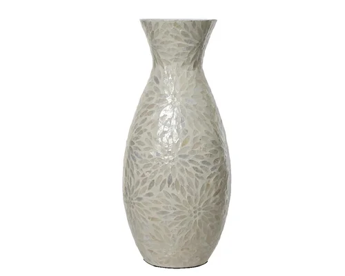 Jardin équipement:Vase long blanc Capiz - 20 x H 45 cm