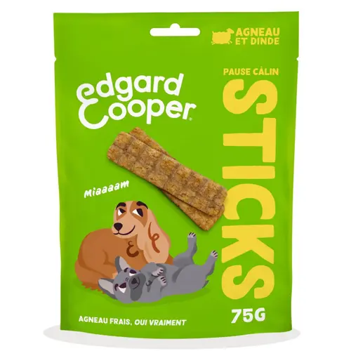 Indispensable au jardin：Friandises pour chien adulte à l'agneau et à la dinde sticks sans céréales Edgard & Cooper - 75 g