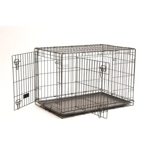 Pour transformer vos extérieurs:Cage d'éducation noire pour chien et chiot avec 2 portes -121 x 76 x 81 cm