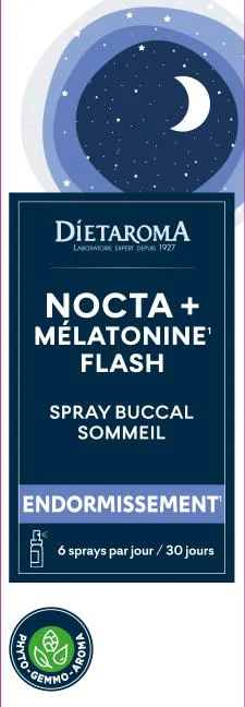 Jardin & nature：Complément alimentaire spray bucal sommeil nocta + melatonine flash Dietaroma - 30 ml