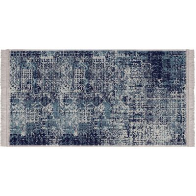 Tapis en vinyle effet tissage bleu nuit (140 x 70 cm)