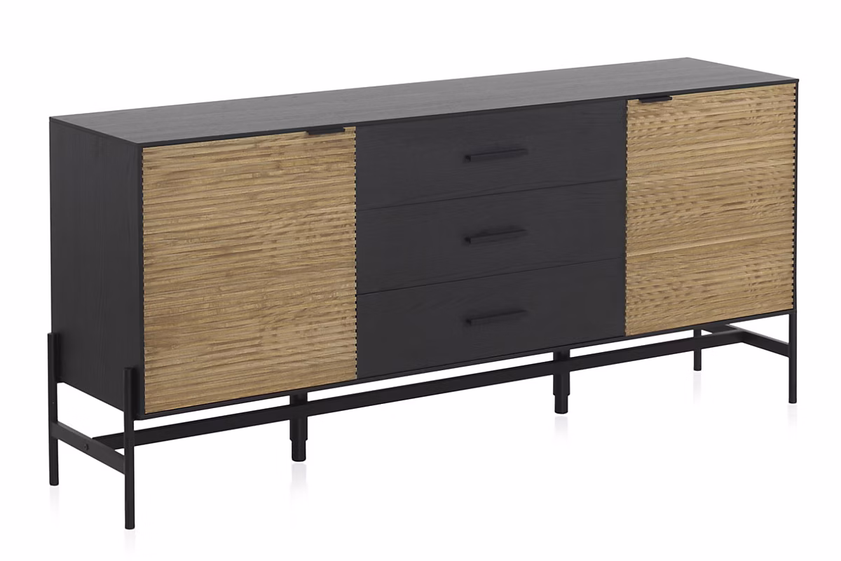 Buffet plaqué en frêne noir avec portes naturelles – Réf. PUNGYNXEG3848007530