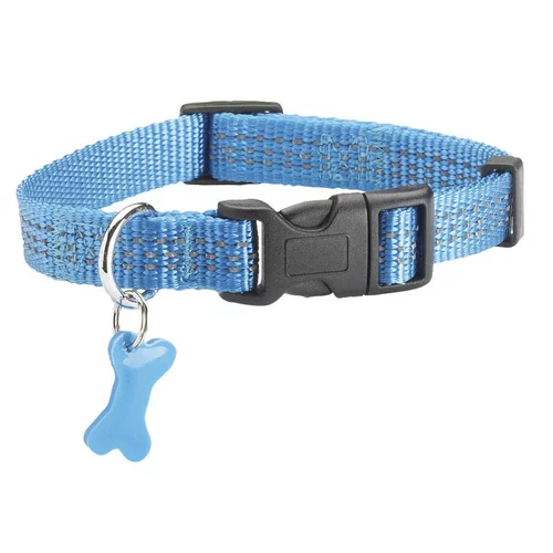 Le compagnon de vos extérieurs:Collier pour chien coloris bleu en nylon tressé Bobby Safe – Taille M
