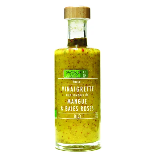 Idéal pour vos extérieurs:Vinaigrette mangue et baie rose 25 cl