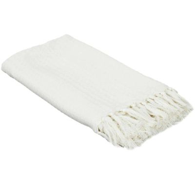 Jeté de canapé gaufré en coton 130 x 160 cm (Ivoire)