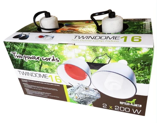 Au quotidien：Support éclairage et chauffage pour terrarium coloris blanc Reptile Planet Twindome 16 - Ø 16 x H 19 cm