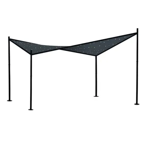 Jardin chez vous：Tonnelle toile tendue ciel étoilé coloris noir en toile Morel - 3,5 x 3,5 m