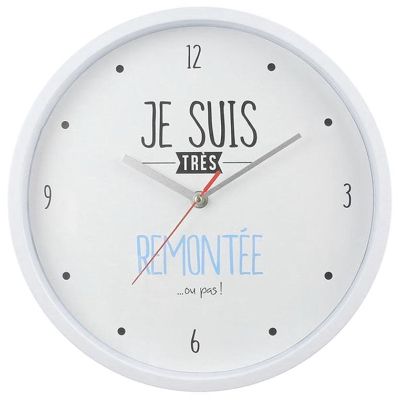 Horloge moderne 30 cm Je suis... (Blanc)