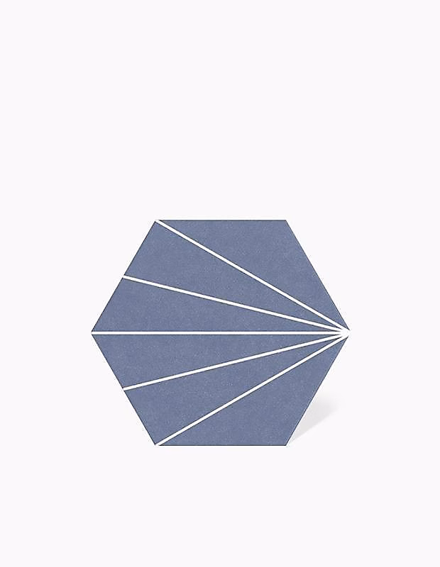 Carrelage Hexagone Bleu et Lignes Blanches en Grès cérame – 22, 5x25, 9, MK2305102