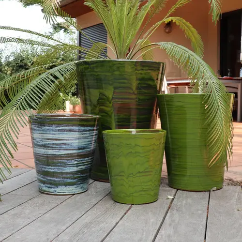 Choix malin：Pot en terre cuite émaillée vert Forêt Les Poteries d’Albi Sydney - Ø 37 x H 44 cm