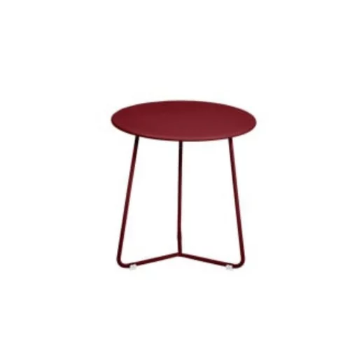 Le bon choix pour l’extérieur:Table basse ronde coloris piment Cocotte Fermob - Ø 34 x 36 cm