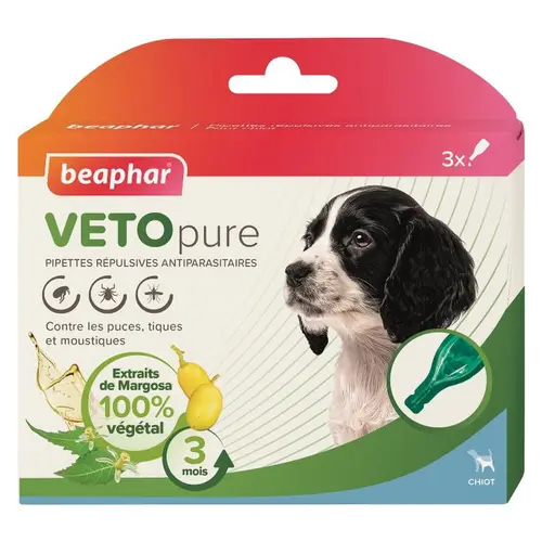 Pour un jardin agréable：Pipettes antiparasitaires pour le chiot coloris blanc VETOpure Beaphar – 3 x 1 ml