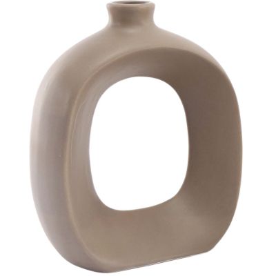 Vase en grès Oval 16 cm (Taupe)