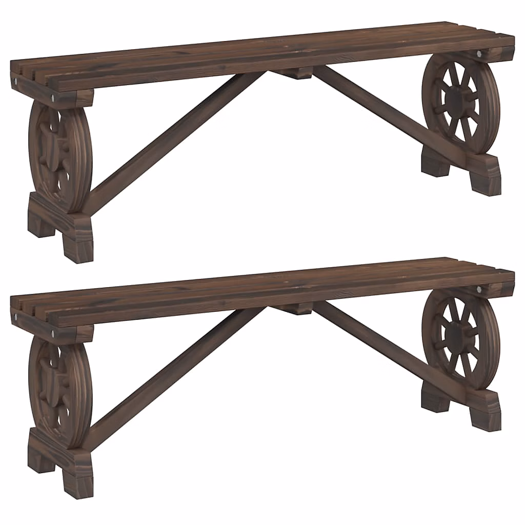Bancs de jardin bois de sapin massif vidaXL – lot de 2