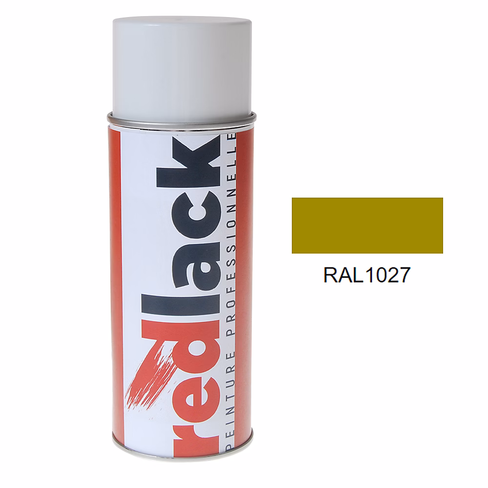 Bombe de peinture Aérosol – spray, 400ml, RAL 1027 Jaune curry, Satiné, multisupport, Redlack, RAL1027