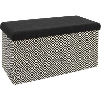 Banc coffre de rangement tressage Mirage (Noir)
