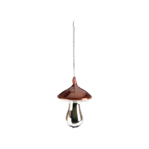Le pratique pour l’extérieur：Décoration à suspendre forme champignon en verre argent et bordeaux - 6,5 x 5 cm