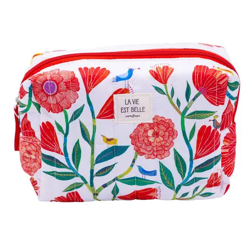 Pour un jardin agréable:Grande trousse matelassée Cartesdart Pivoines - 24 x 17 cm