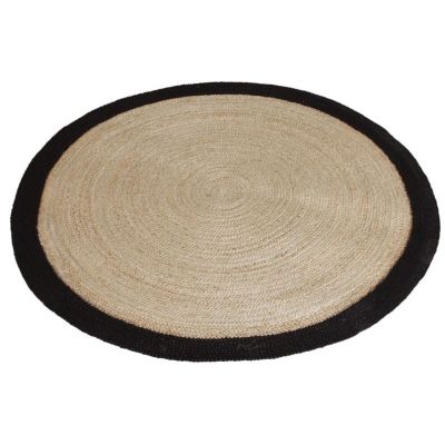 Tapis rond jute naturelle avec bords noirs (Diamètre 150cm)