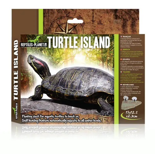 Jardin et nature：Île flottante pour tortue aquatique avec ascenseur coloris marron Reptile Planet Turtle Island - Taille S - 17 x 12,5 x 2,3 cm