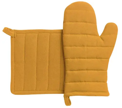 Espace vert pratique:Ensemble gant et manique en coton recyclé et polyester coloris tournesol Jona - les 2 pièces
