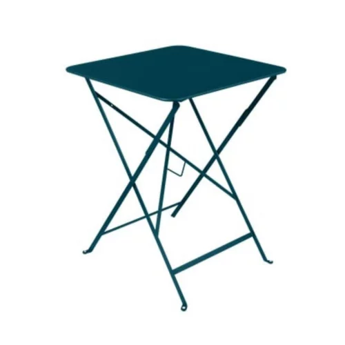 Jardin actuel：Table pliante Bistro coloris bleu acapulco en acier Fermob - 57 x 57 x 74 cm