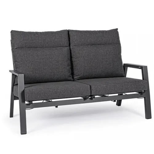 Simple dehors：Canapé d'extérieur inclinable en aluminium coloris anthracite Kledi - 152 x 81 x 98 cm