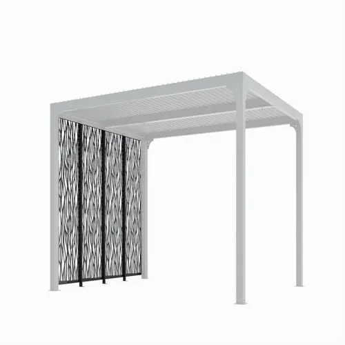 Extérieur pratique:Lot de 4 panneaux moucharabieh coloris gris en acier - 3,4 x 2,2 m