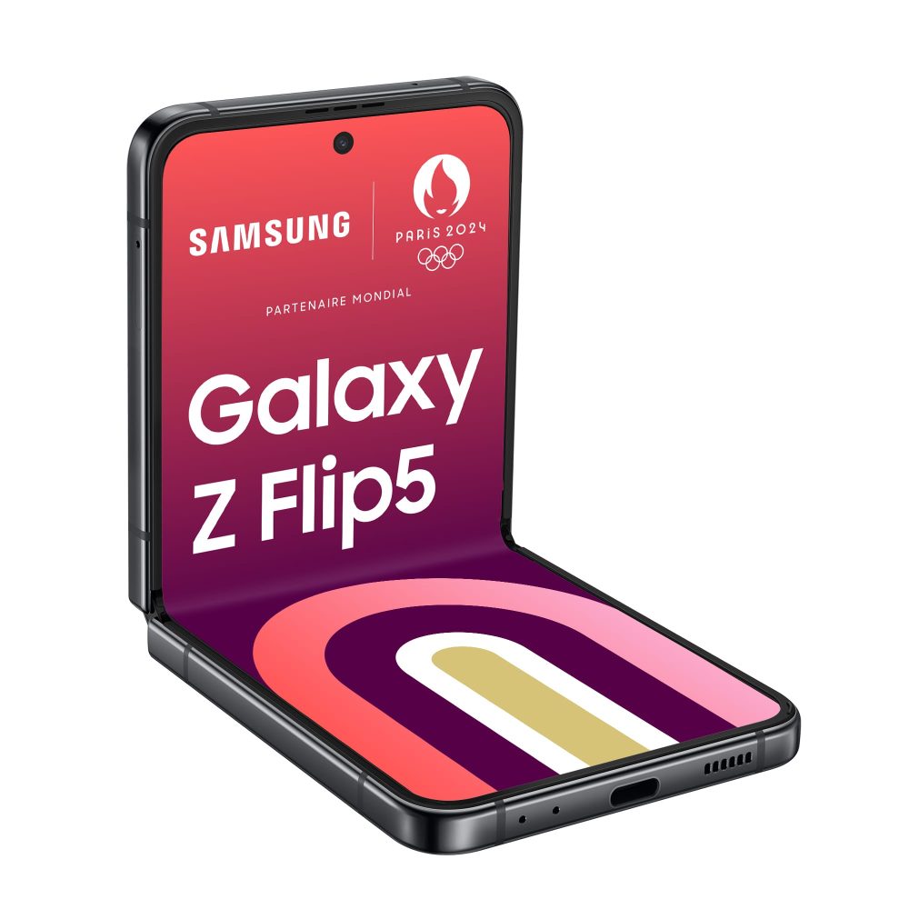 Samsung Galaxy Z Flip5 Smartphone avec Galaxy AI 512Go Graphite – Solutions extérieures