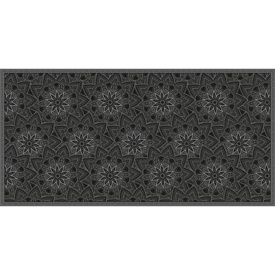 Tapis en vinyle fleurs mandala noir (140 x 70 cm)