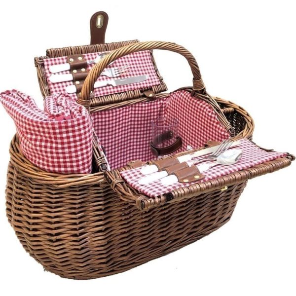 Panier pique-nique en osier naturel Vichy