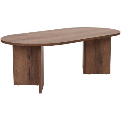 Table basse ovale en aggloméré Sable (Noyer vielli)