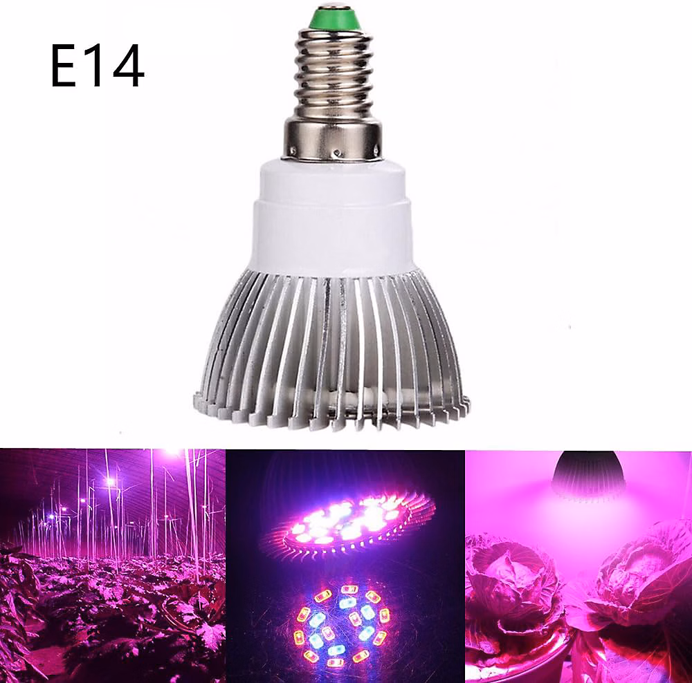 Serre de jardin – 18LEDs Lampe de Plante Intérieur 8W E14 Ampoule de Croissance pour Végétation Hydroponique ou en Serre12 Rouges et 6 Bleu