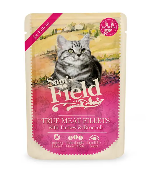 Au service de votre jardin：Pâtée pour chat en sachet à la dinde et au brocoli Sam's Field - 85 g