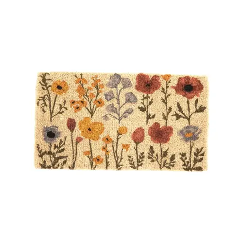 Espace vert malin:Paillasson en fibre de coco motif herbier multicolore - 72 x 40 cm