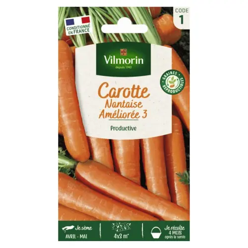 Espace vert essentiel：Carotte Nantaise améliorée 3 série 1 Vilmorin - graines à semer