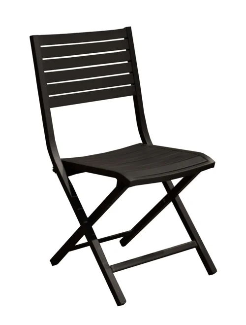 Confort nature：Chaise Canna coloris gris en aluminium - 46 x 87 x 53 cm