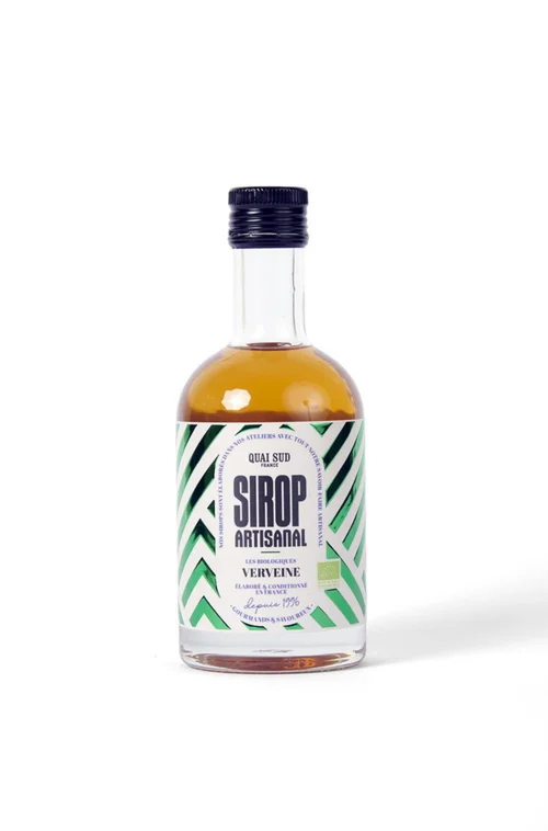 Extérieur utile：Sirop artisanal Bio à la verveine Quai Sud - Bouteille de 35 cl