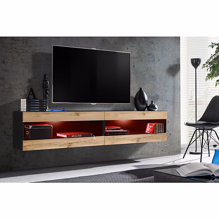 Ensemble Komodee TIVOLI SET4 avec LED RGB – Noir Bois Naturel 35 × 200 × 41 cm