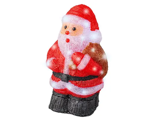 Jardin accessoire：Père Noël rouge lumineux en acrylique à 30 LED blanc froid sur piles pour extérieur - 36 cm