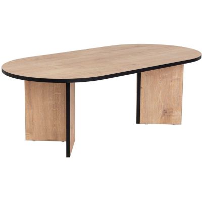 Table basse ovale en aggloméré Sable (Chêne, Noir)