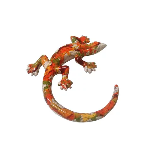Vie au jardin：Statue de jardin lézard blanc tâcheté H 21 cm