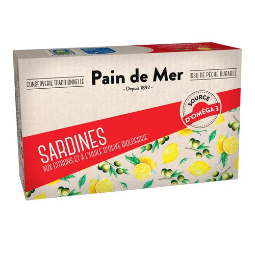 Jardin expert:Sardines à l'huile d'olive et au citron en boîte Pain de Mer - 120 g