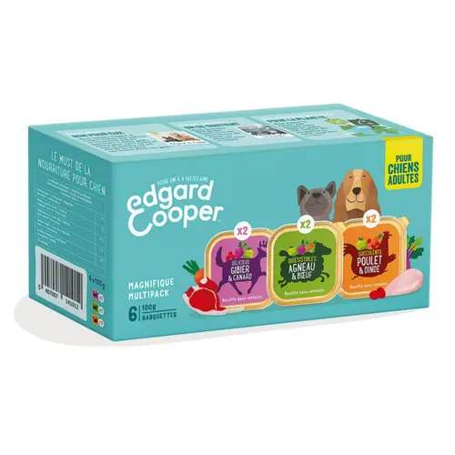 Jardin à aménager:Pâtée pour chien adulte au poulet, gibier, agneau multipack ans céréales Edgard & Cooper - 6 x 100 g