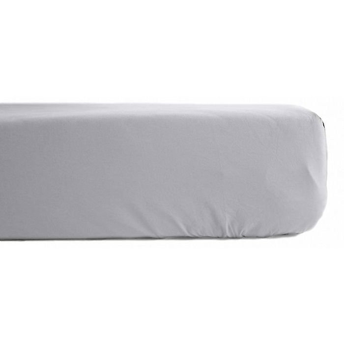 Drap housse percale pur coton peigné longues fibres 80 fils/cm² avec bonnet de 35 cm Vent du sud – 140 × 190, Perle
