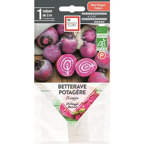 Moderne au jardin:Graines présemées de Betterave potagère Chioggia bio Ernest Turc - 1 ruban de 2 m