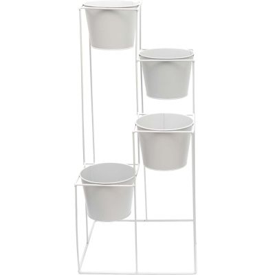 Support à plantes 4 jardinières en métal Scandi 30 x 70 cm (Blanc)