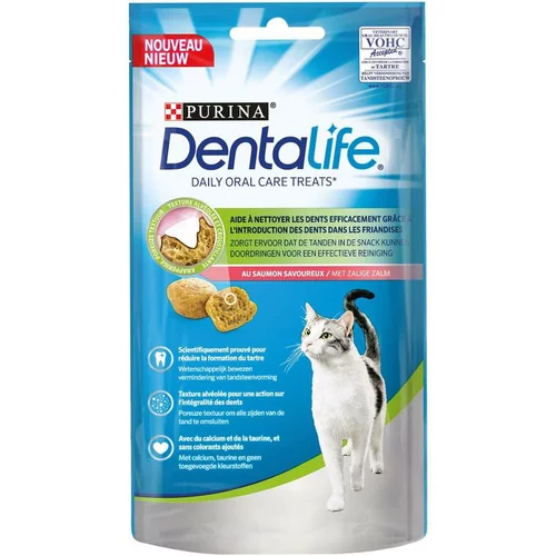 Facile à intégrer au jardin:Snack à mâcher pour chat Dentalife Cat Saumon 40 g